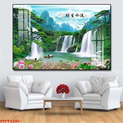 File gốc Tranh sơn thủy thác nước FTPT2340 (vector) cho in ấn