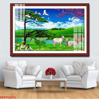 Tải file Tranh sơn thủy thác nước FTPT2378 (gốc) chủ đề tâm linh