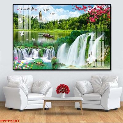 File ảnh Tranh sơn thủy thác nước FTPT2381 (gốc) in PP, decal