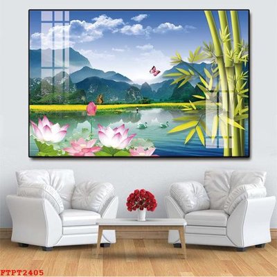 Tải file gốc Tranh sơn thủy thác nước FTPT2405 (bản PSD) còn layer