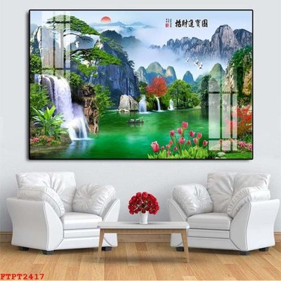 Tải file PSD Tranh sơn thủy thác nước FTPT2417 (nguyên layer) để in