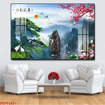 Download file gốc Tranh sơn thủy thác nước FTPT2437 (in lụa) nghệ thuật