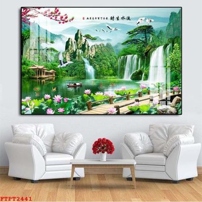 File PSD Tranh sơn thủy thác nước FTPT2441 (chất lượng in ấn)