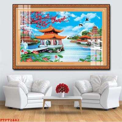 Hình ảnh gốc Tranh sơn thủy thác nước FTPT2442 (để in khổ lớn)