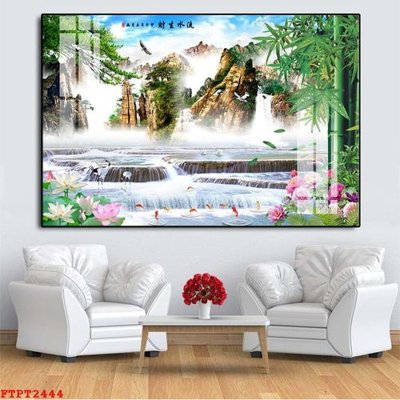 File ảnh Tranh sơn thủy thác nước FTPT2444 (gốc) in decal dán tường