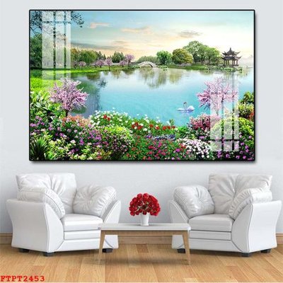 File ảnh Tranh sơn thủy thác nước FTPT2453 (gốc) in PP, decal