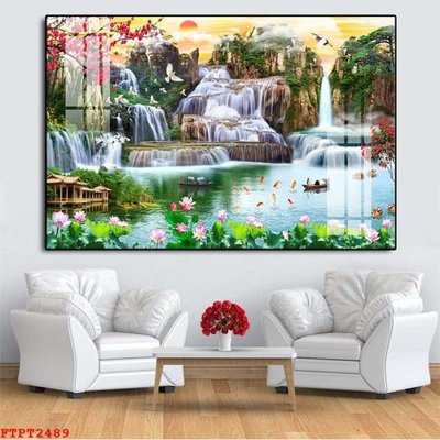 Download file Tranh sơn thủy thác nước FTPT2489 (chuẩn in) Tranh sơn thủy thác nước FTPT2489