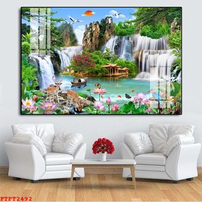 File PSD Tranh sơn thủy thác nước FTPT2492 (nguyên gốc) chất lượng cao
