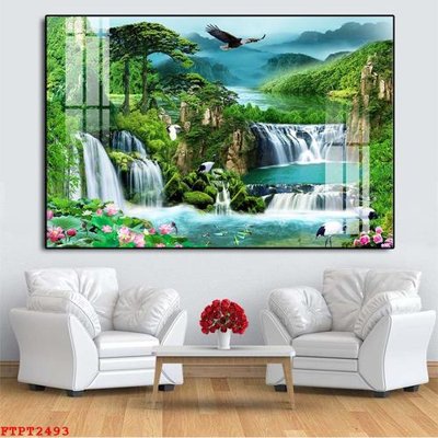Tải file Tranh sơn thủy thác nước FTPT2493 (gốc) chủ đề tôn giáo