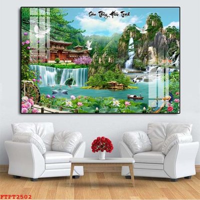 File gốc Tranh sơn thủy thác nước FTPT2502 (ảnh chi tiết) để in ấn
