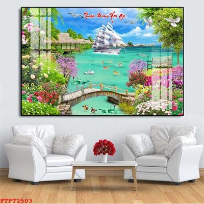 File tranh trang trí Tranh sơn thủy thác nước FTPT2503 (file gốc)