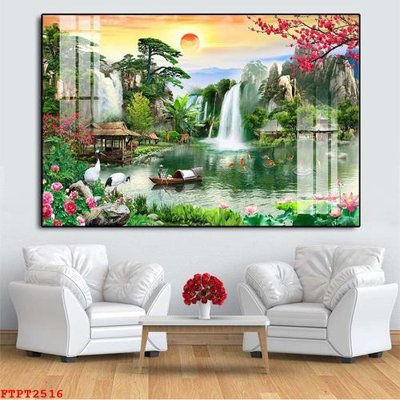 Tải file gốc Tranh sơn thủy thác nước FTPT2516 (bản PSD) đầy đủ layer