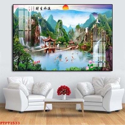 File tranh in mica Tranh sơn thủy thác nước FTPT2533 (độ phân giải cao)