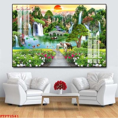 Tải file Tranh sơn thủy thác nước FTPT2541 (gốc) in trên mọi chất liệu