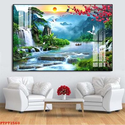 File PSD Tranh sơn thủy thác nước FTPT2560 (bản gốc) độ phân giải cao