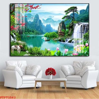 Tải file gốc Tranh sơn thủy thác nước FTPT2562 (bản PSD) đầy đủ layer