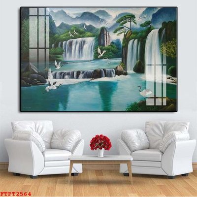 Tải file gốc Tranh sơn thủy thác nước FTPT2564 (in khổ lớn) không mờ