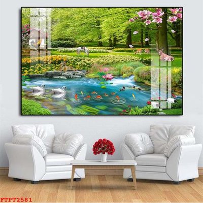 File ảnh Tranh sơn thủy thác nước FTPT2581 (gốc) in poster
