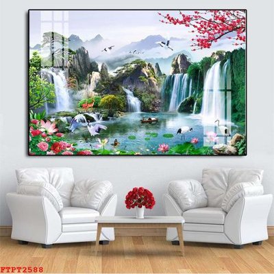 Tải file gốc Tranh sơn thủy thác nước FTPT2588 (bản PSD) chỉnh sửa được