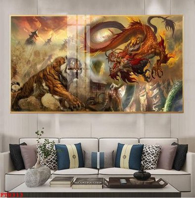 File tranh File gốc tranh rồng hổ FTR313 (gốc) in trên kính