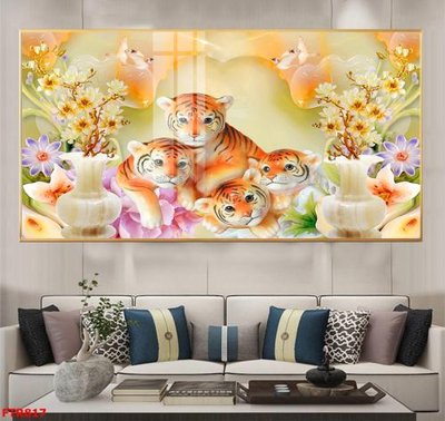 File tranh File gốc tranh rồng hổ FTR817 (bản gốc) in lụa 5D