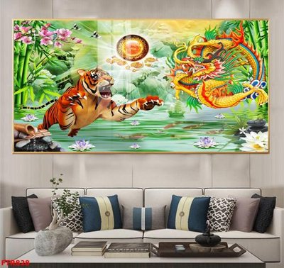 Download file gốc File gốc tranh rồng hổ FTR828 (in lụa) tranh 3D