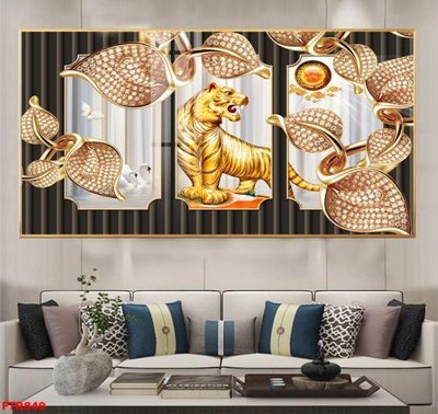 Ảnh gốc File gốc tranh rồng hổ FTR849 (độ nét cao) in tráng gương