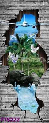 File tranh gốc in trần nhà File in tranh tường hiện đại FTS222 3D