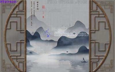 Ảnh gốc File in tranh tường hiện đại FTS3408 (nét căng) in mica