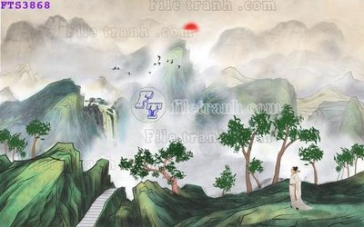 Hình ảnh file gốc in trần nhà File in tranh tường hiện đại FTS3868