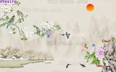 File in lụa File in tranh tường hiện đại FTS4170 (hoa văn) File in tranh tường hiện đại FTS4170