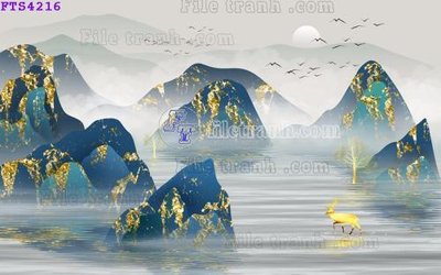 File tranh File in tranh tường hiện đại FTS4216 (gốc) phong cách tối giản