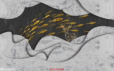 Tải file Tranh tường 3d tối giản hiện đại FTTG7200 (gốc) chủ đề hoa sen