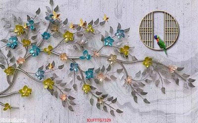 File in trần Tranh tường 3d tối giản hiện đại FTTG7329 (bản gốc 3D) sống động