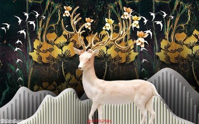 File tranh Tranh tường 3d tối giản hiện đại FTTG7591 (bản gốc) treo quán cafe