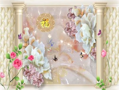File in trần File tranh in tường giả ngọc GN2546 (file gốc) hoa văn 3D
