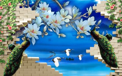 File in trần File tranh in tường giả ngọc GN3184 (bản gốc 3D) sống động