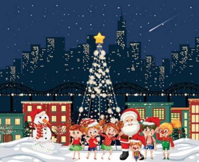File gốc File phông sân khấu background banner giáng sinh noel 2025 GS1129 (in lụa) trang trí tường
