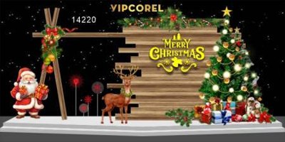 Ảnh gốc File phông sân khấu background banner giáng sinh noel 2025 GS1201 (siêu chi tiết) để in ấn
