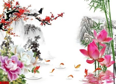 File gốc File tranh gốc in tranh tường nền tổng hợp H11025 (in lụa) tranh mã đáo