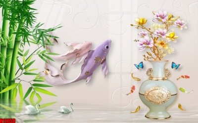 Download file gốc File tranh gốc in tranh tường nền tổng hợp H11058 (in lụa) tranh 3D