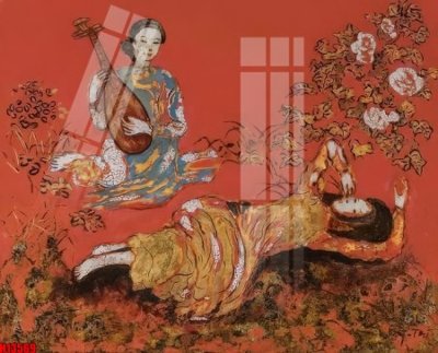 Download file gốc File tranh gốc in tranh tường nền tổng hợp H13569 (in lụa) tranh 3D