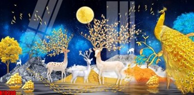 File gốc File tranh gốc in tranh tường nền tổng hợp H18390 (in lụa) họa tiết 3D