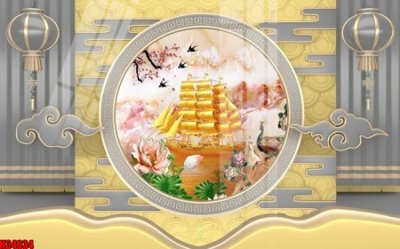 File gốc File tranh gốc in tranh tường nền tổng hợp H34834 (in lụa) tranh mã đáo