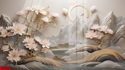 Download file gốc File tranh gốc in tranh tường nền tổng hợp H35225 (in lụa) hoa lá