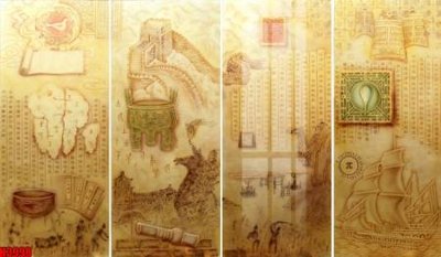 File gốc File tranh decor tranh bộ treo tường tổng hợp H3998 (in lụa) tranh mã đáo