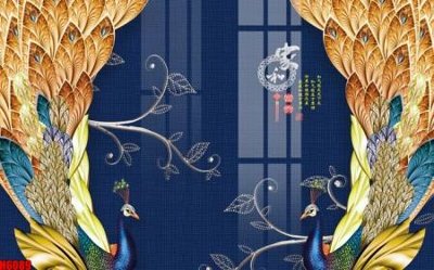 File tranh gốc file tranh nền tường thủy mặc tổng hợp H6089 chủ đề hiện đại