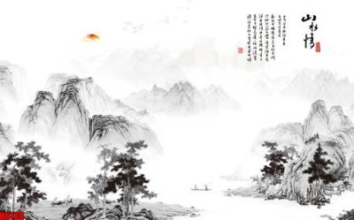 File PSD file tranh nền tường thủy mặc tổng hợp H6138 (bản gốc) đã tách nền