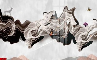 File in lụa file tranh nền tường thủy mặc tổng hợp H6152 (tân cổ điển) file tranh nền tường thủy mặc tổng hợp H6152