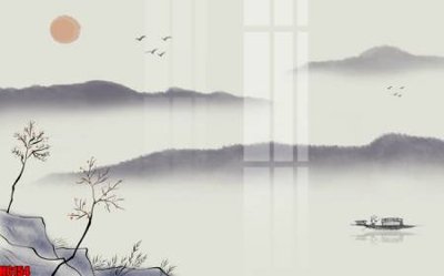 Hình ảnh file gốc file tranh nền tường thủy mặc tổng hợp H6154 (chất lượng cao)